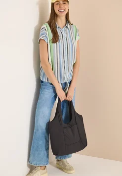 Overhemdblouse met strepen en knopen