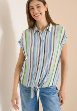 Overhemdblouse met strepen en knopen