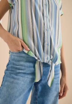 Overhemdblouse met strepen en knopen