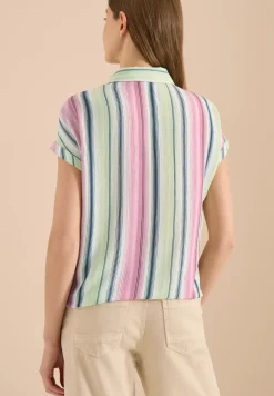 Overhemdblouse met strepen en knopen