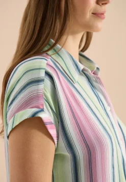 Overhemdblouse met strepen en knopen