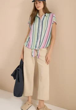 Overhemdblouse met strepen en knopen