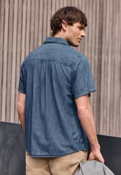 Overhemd met korte mouwen in denimlook