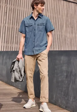 Overhemd met korte mouwen in denimlook