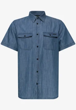 Overhemd met korte mouwen in denimlook