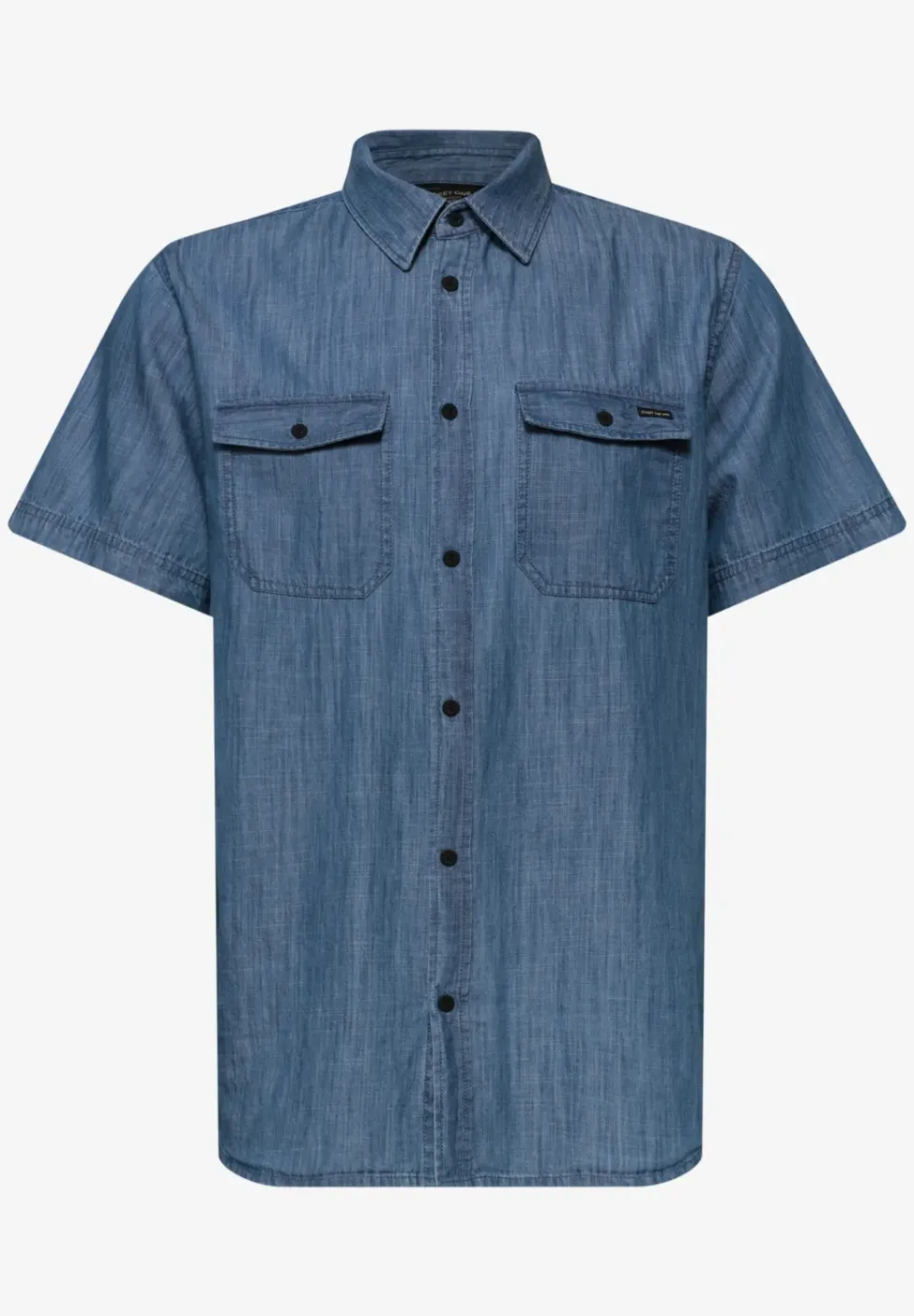 Overhemd met korte mouwen in denimlook