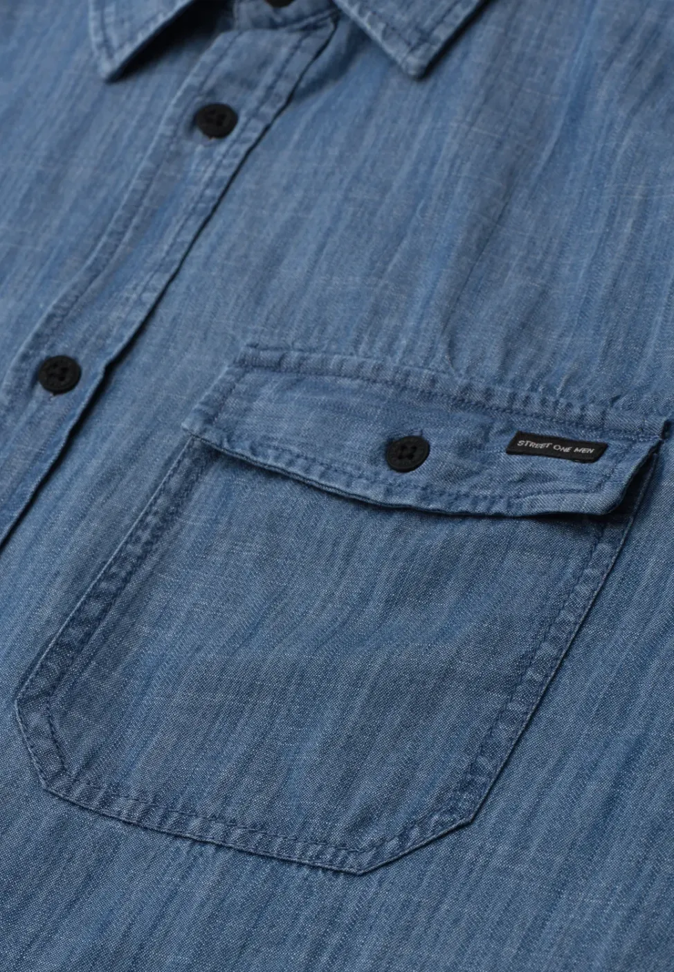 Overhemd met korte mouwen in denimlook
