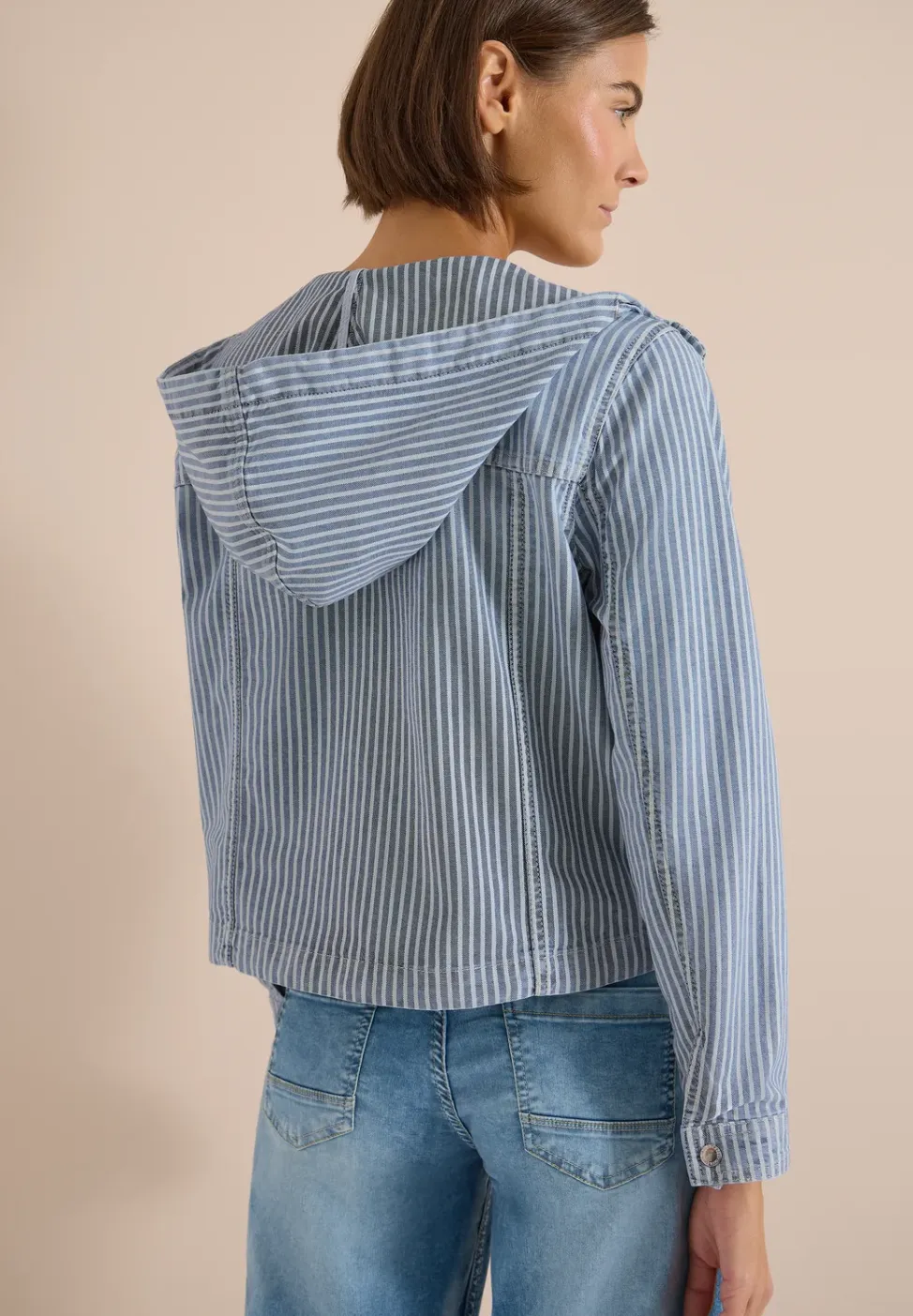 Overshirt met capuchon en strepen