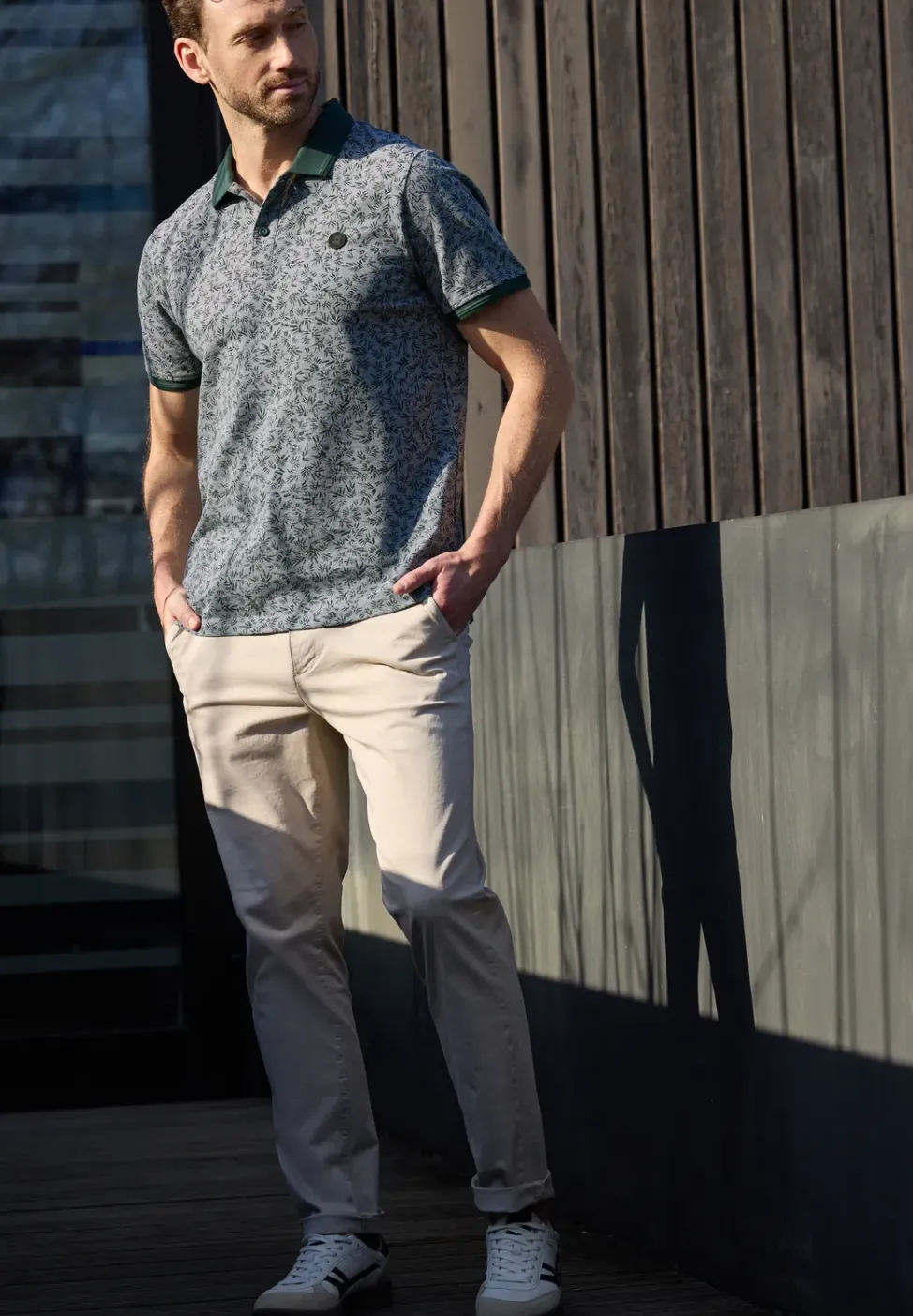 Oxford poloshirt met korte mouwen en print