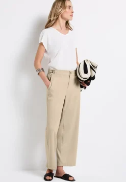 Pantalon met rechte pijpen piquée