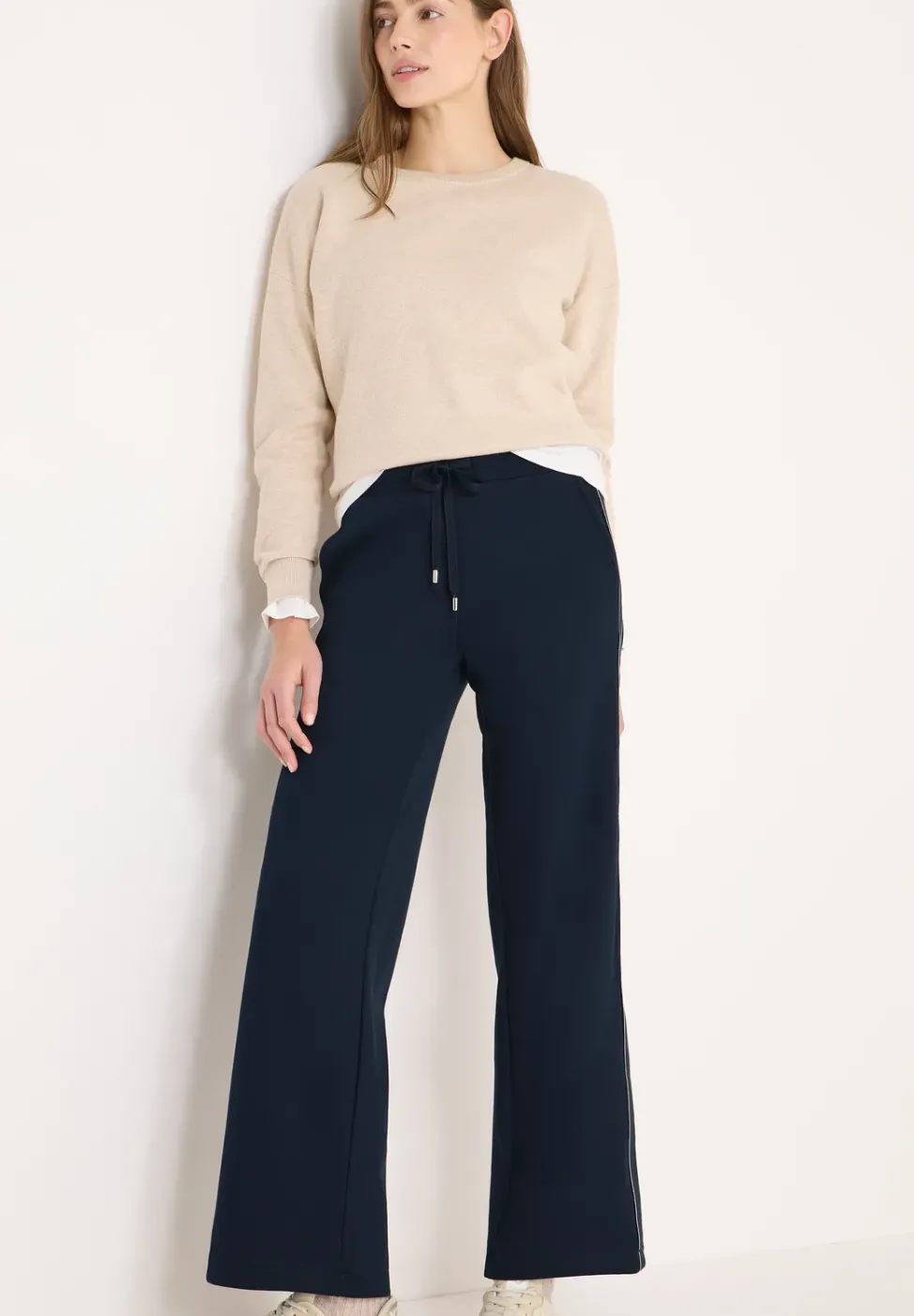 Piqué broek met band