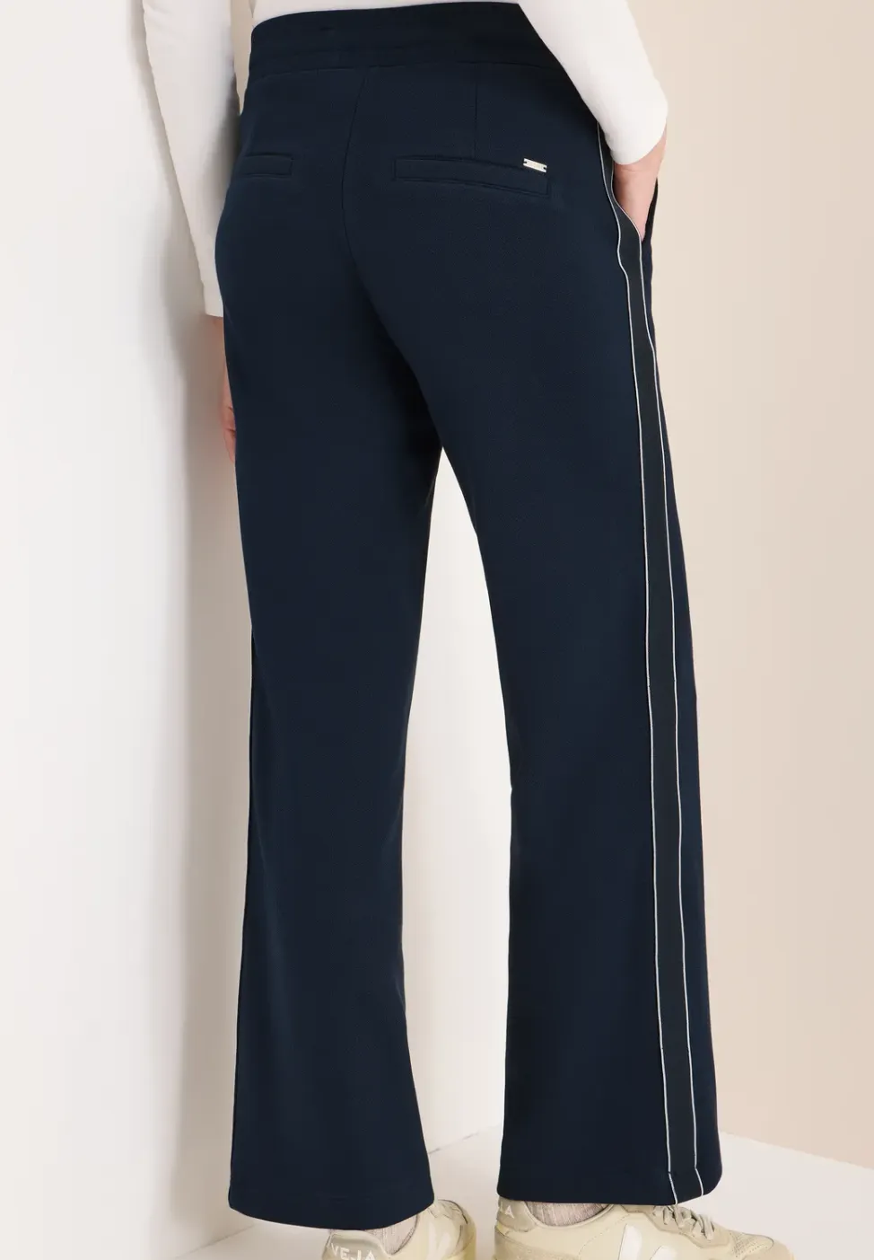 Piqué broek met band