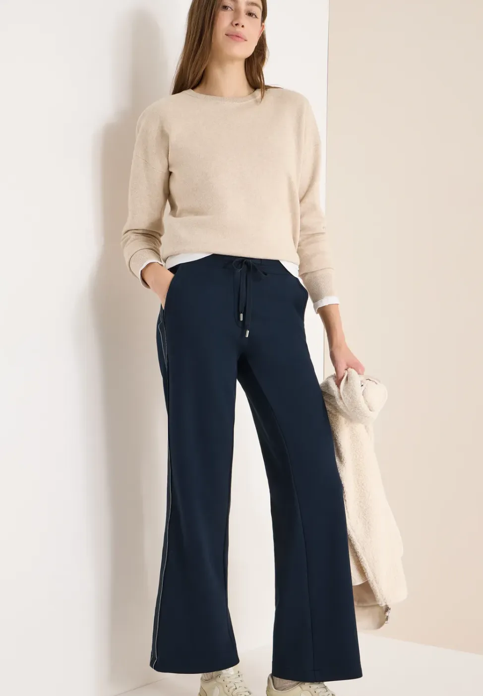 Piqué broek met band