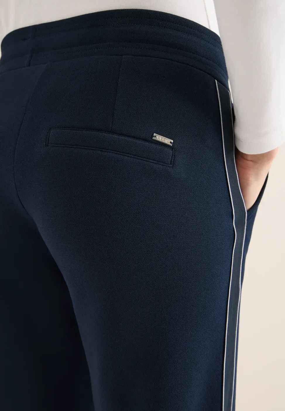 Piqué broek met band
