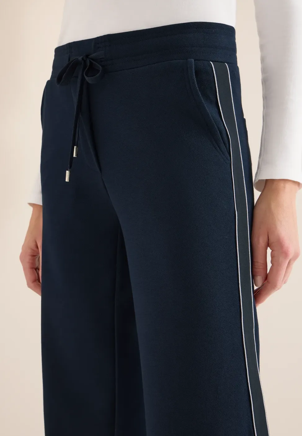 Piqué broek met band