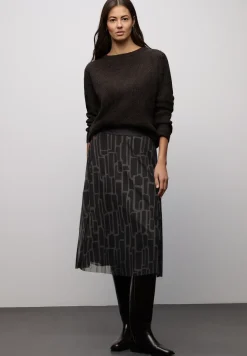 Plooirok van mesh met print