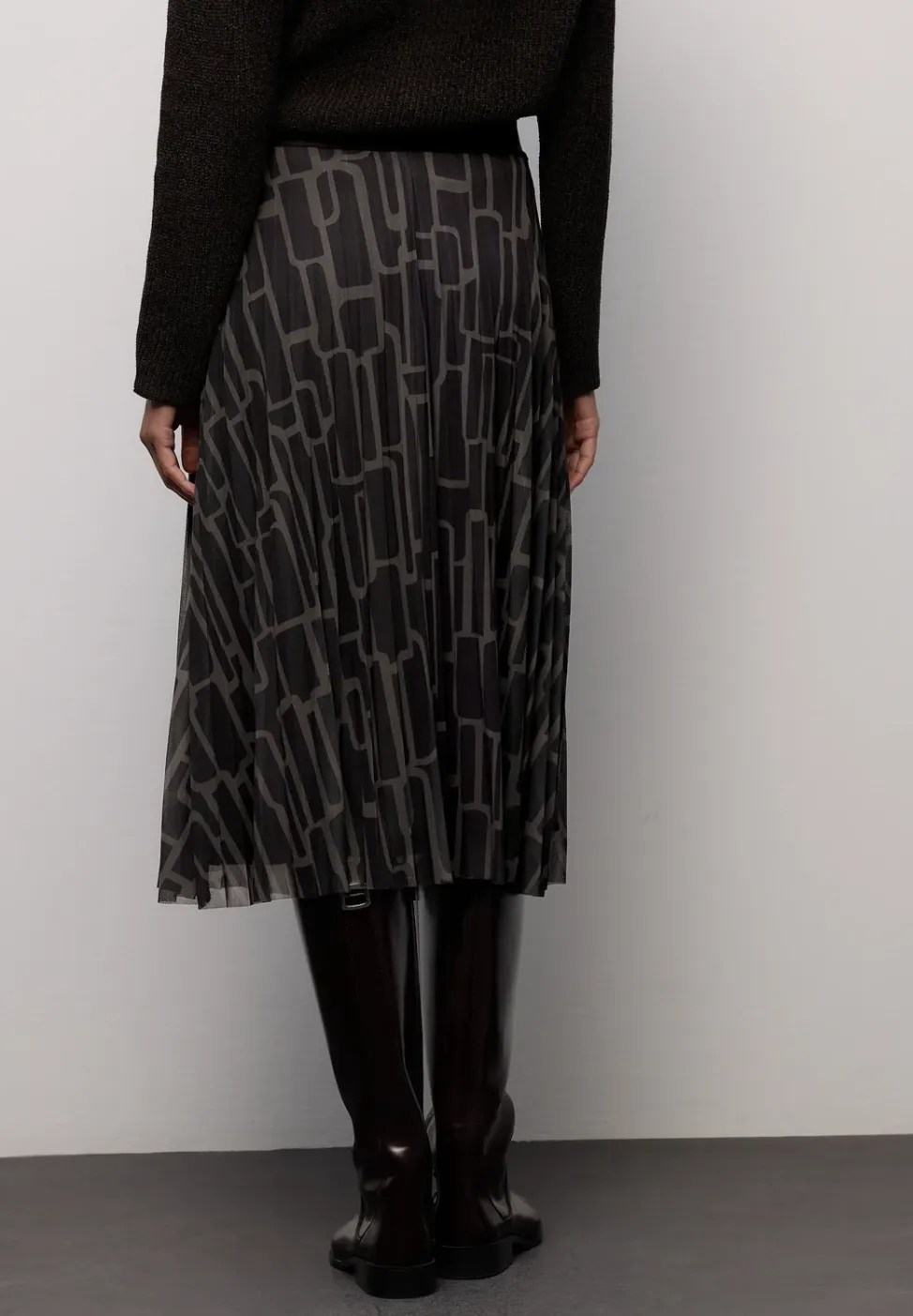 Plooirok van mesh met print