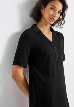 Polo-jurk met geribde structuur