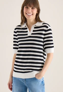 Poloshirt met korte mouwen in gehaakte kwaliteit