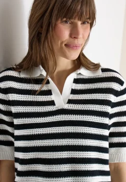 Poloshirt met korte mouwen in gehaakte kwaliteit