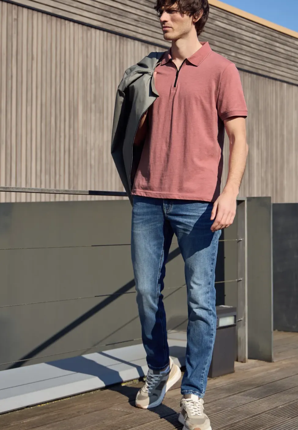 Poloshirt met korte mouwen in een gemêleerde look