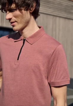 Poloshirt met korte mouwen in een gemêleerde look