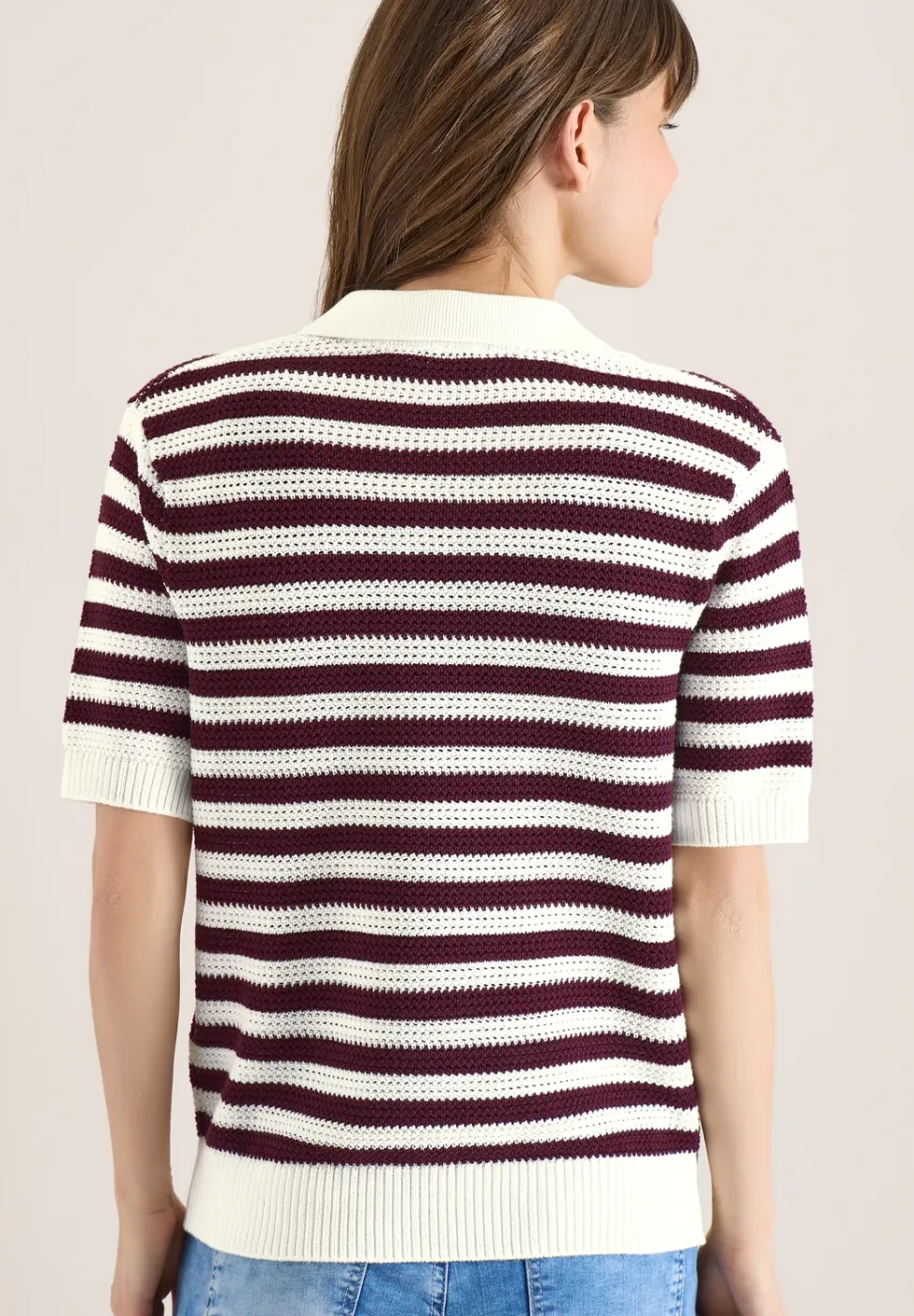 Poloshirt met korte mouwen in gehaakte kwaliteit