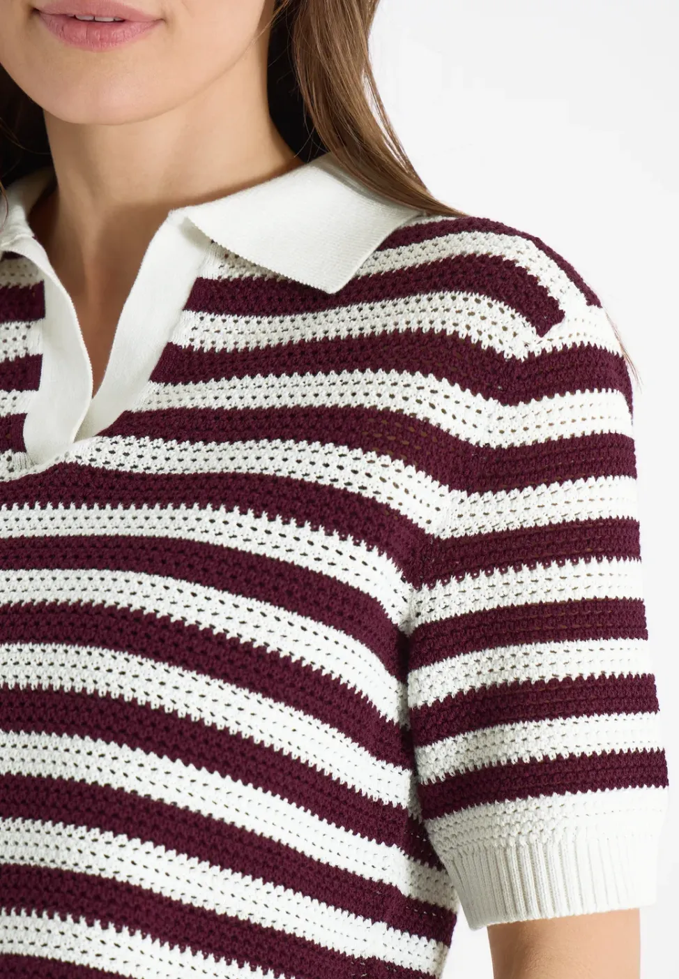 Poloshirt met korte mouwen in gehaakte kwaliteit