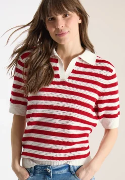 Poloshirt met korte mouwen in gehaakte kwaliteit