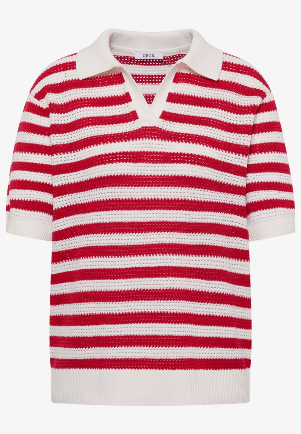 Poloshirt met korte mouwen in gehaakte kwaliteit