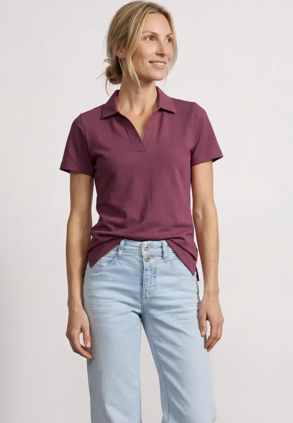 Poloshirt met korte mouwen en gespleten hals