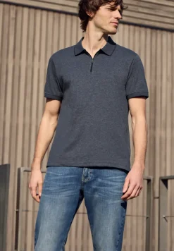 Poloshirt met korte mouwen in een gemêleerde look