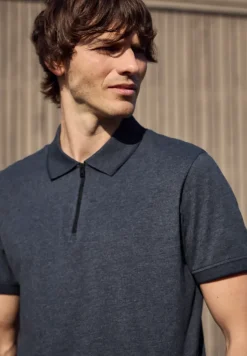 Poloshirt met korte mouwen in een gemêleerde look