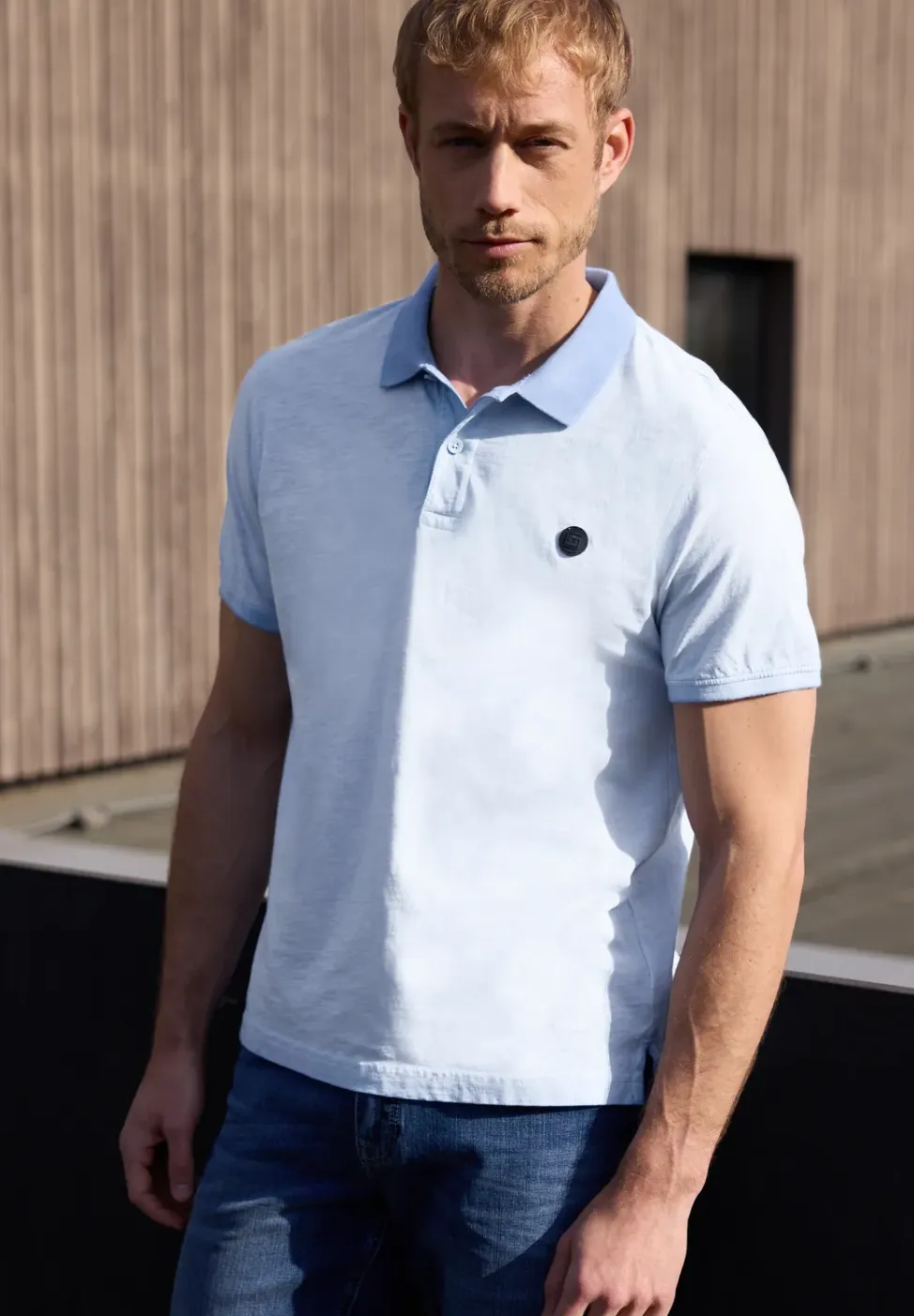 Poloshirt met korte mouwen in garment dye look