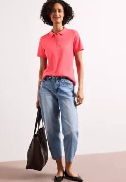 Poloshirt met korte mouwen en geribde structuur