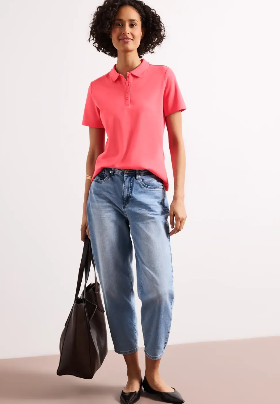 Poloshirt met korte mouwen en geribde structuur