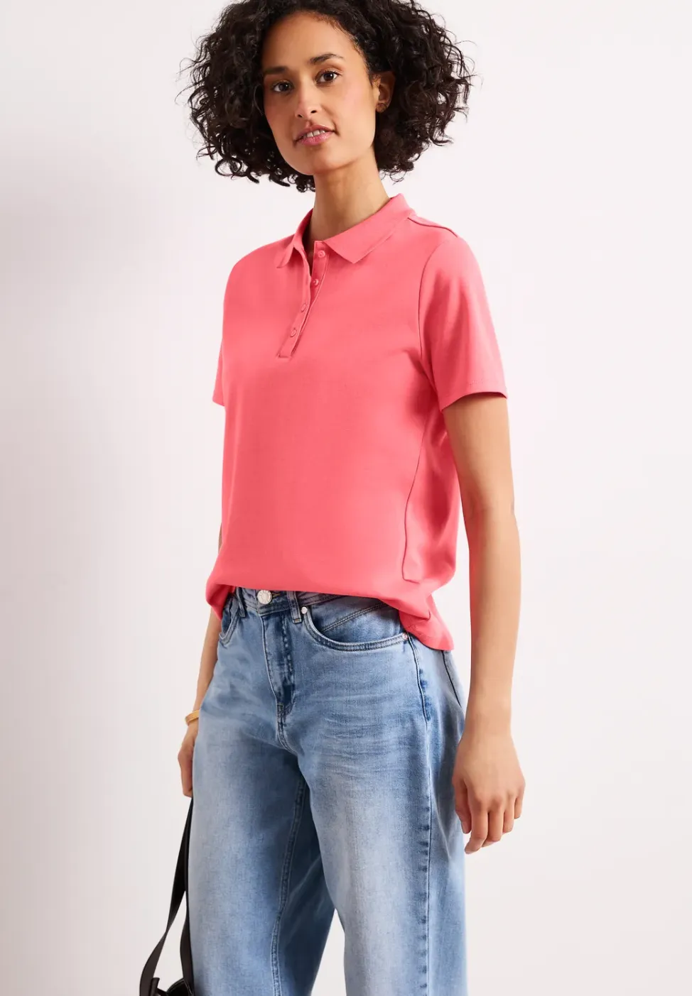 Poloshirt met korte mouwen en geribde structuur