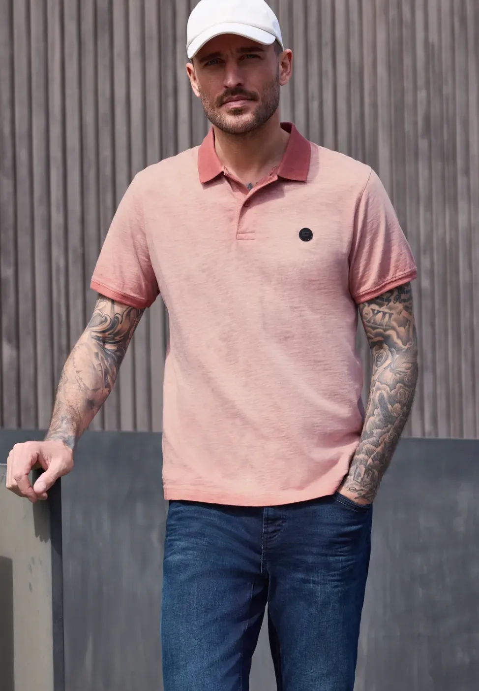 Poloshirt met korte mouwen in garment dye look