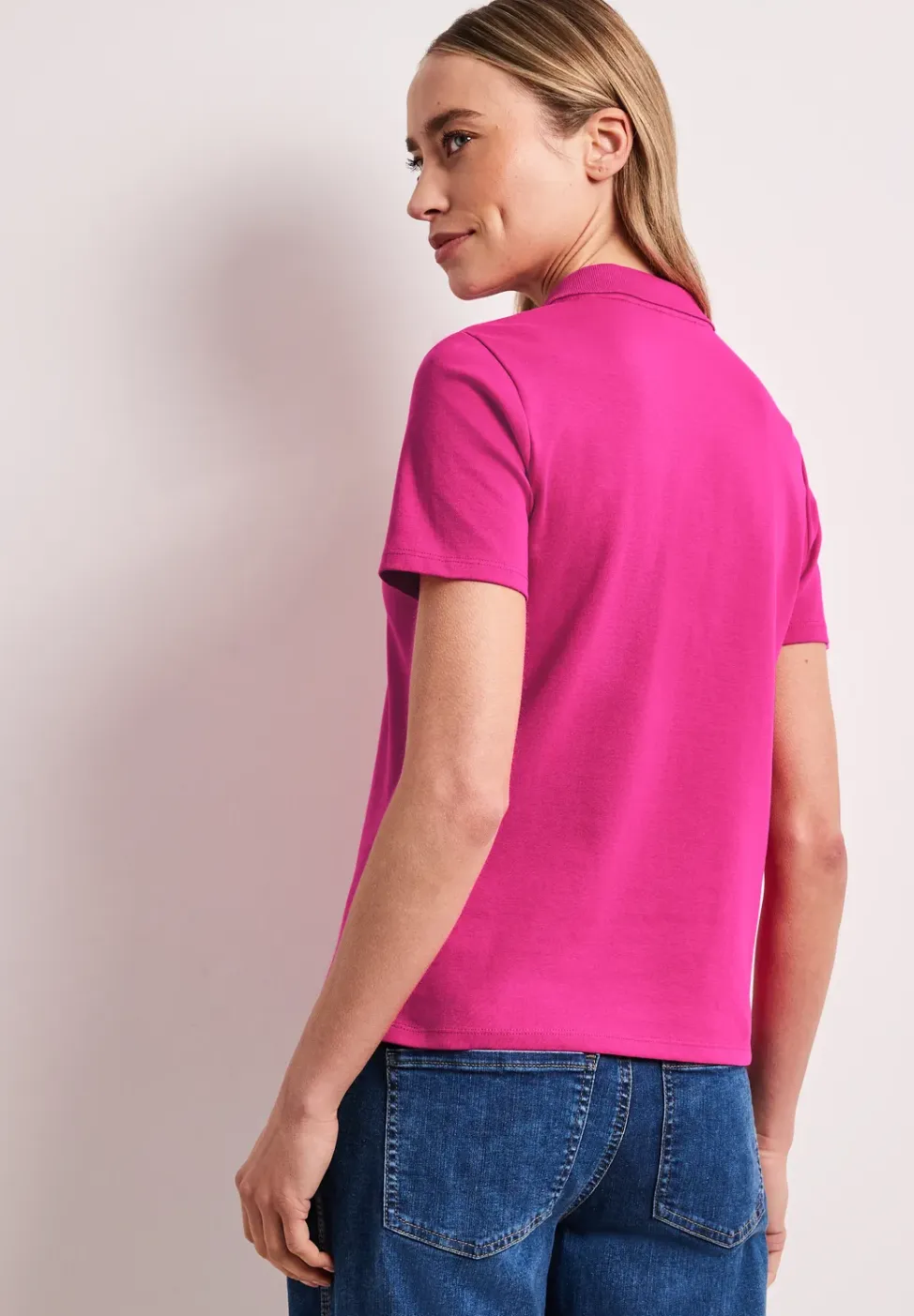 Poloshirt met korte mouwen en geribde structuur
