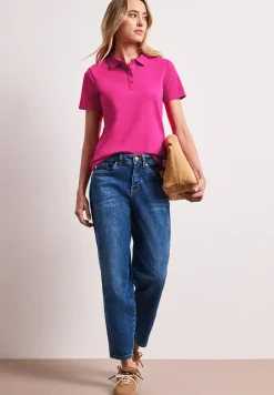 Poloshirt met korte mouwen en geribde structuur