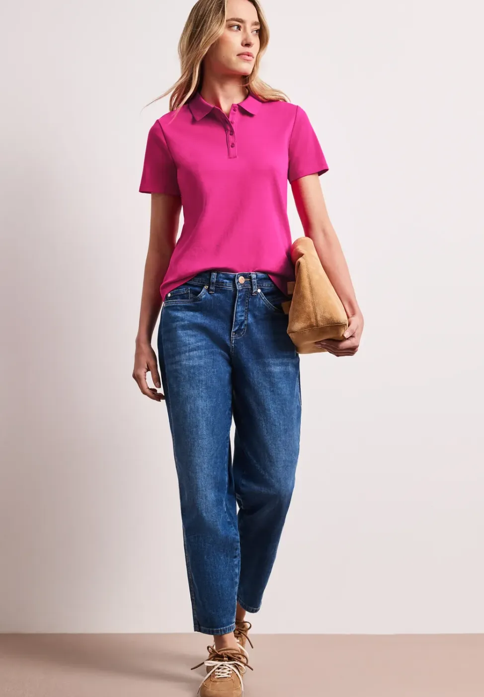 Poloshirt met korte mouwen en geribde structuur
