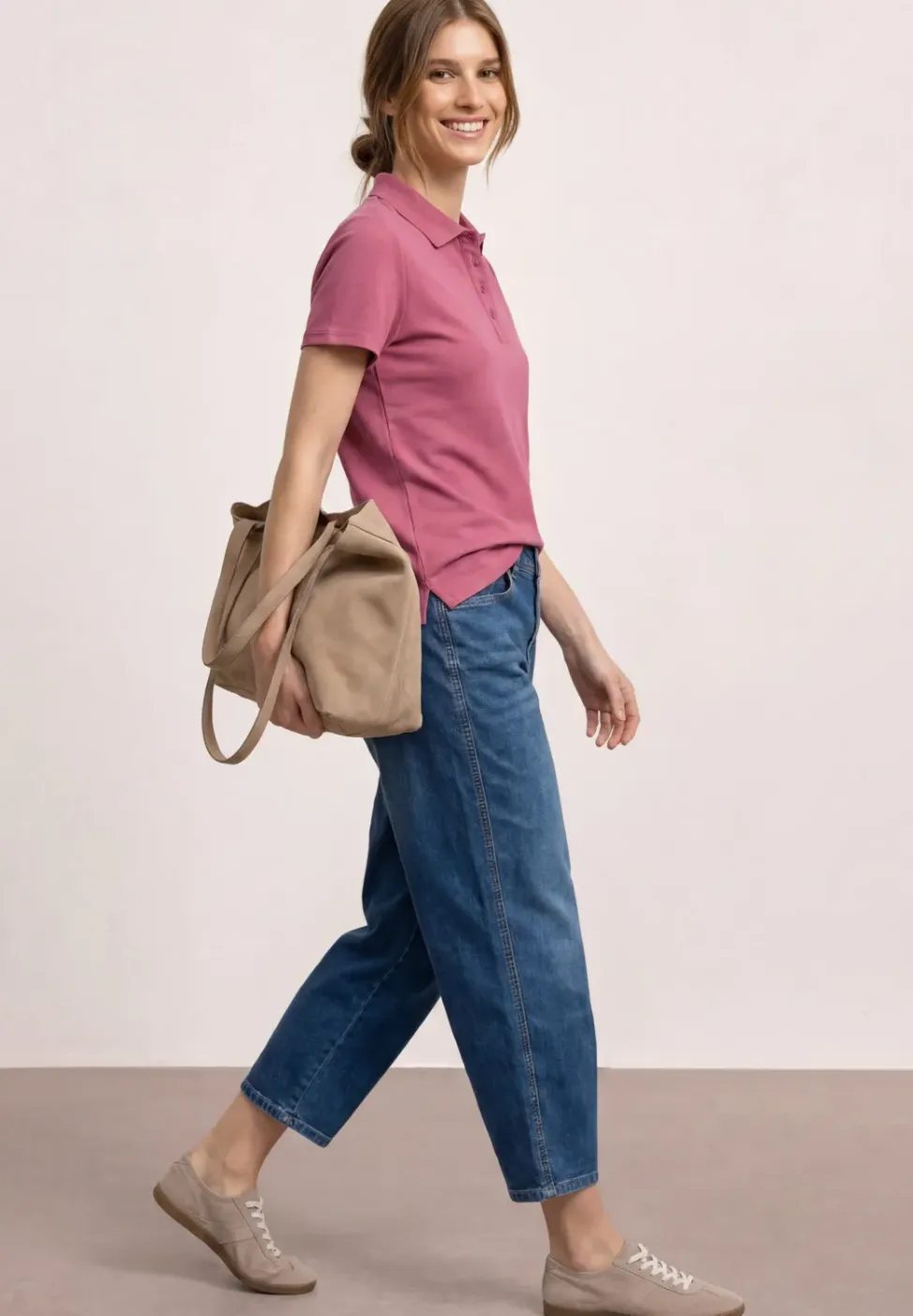 Poloshirt met korte mouwen en geribde structuur