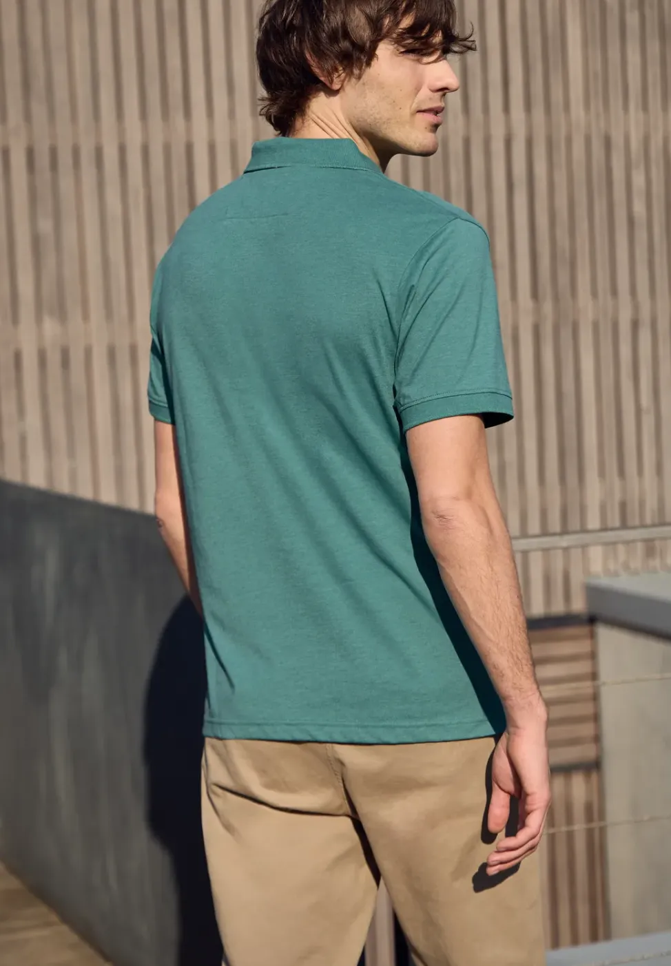 Poloshirt met korte mouwen in een gemêleerde look
