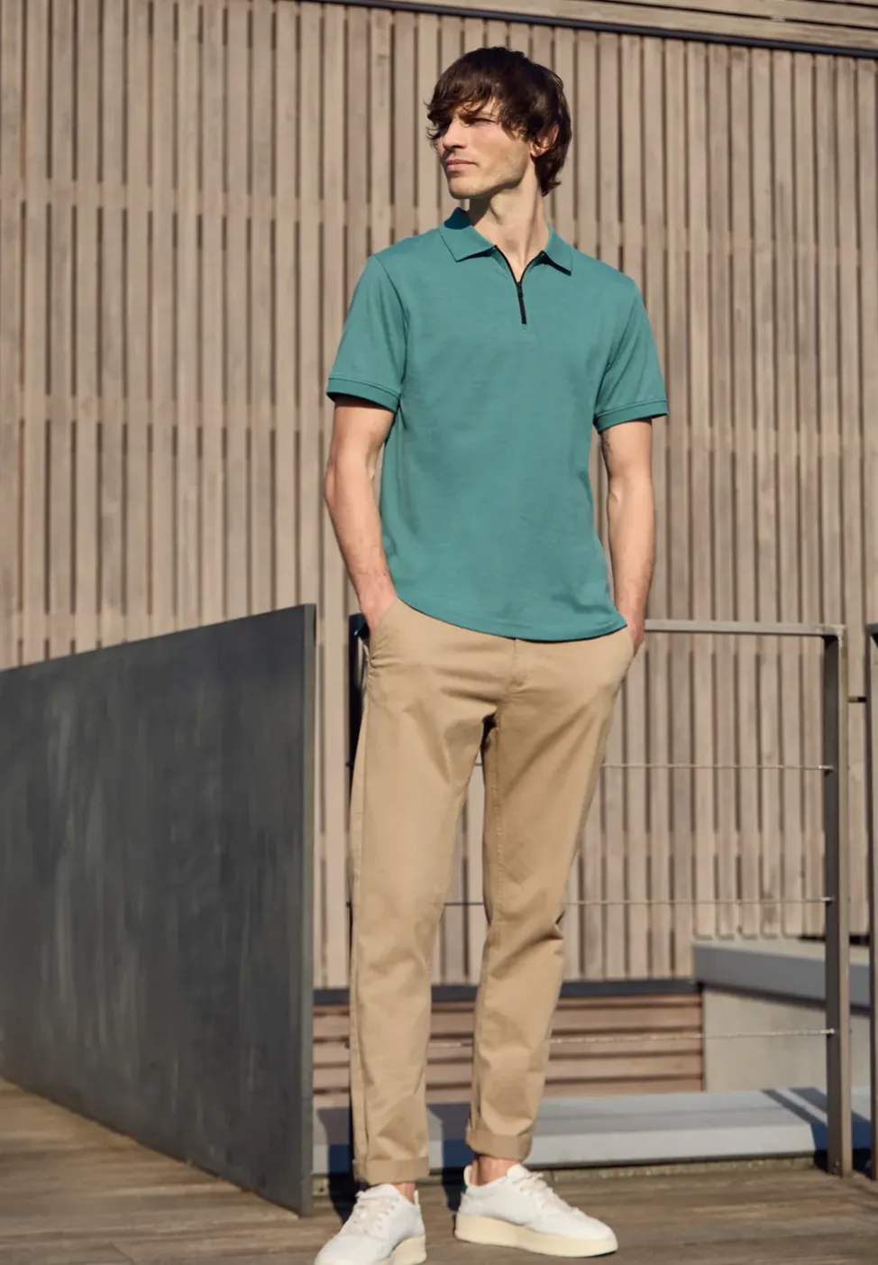 Poloshirt met korte mouwen in een gemêleerde look