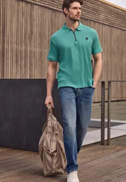 Poloshirt met rits en structuur