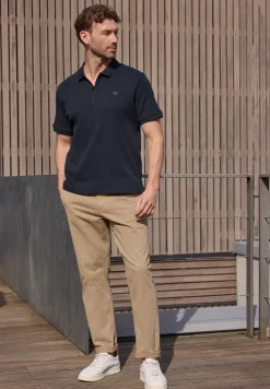 Poloshirt met rits en structuur
