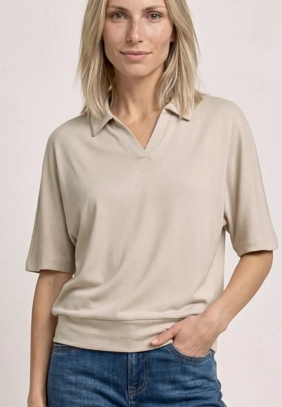 Poloshirt met elastische tailleband