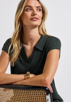 Poloshirt met gebreide look