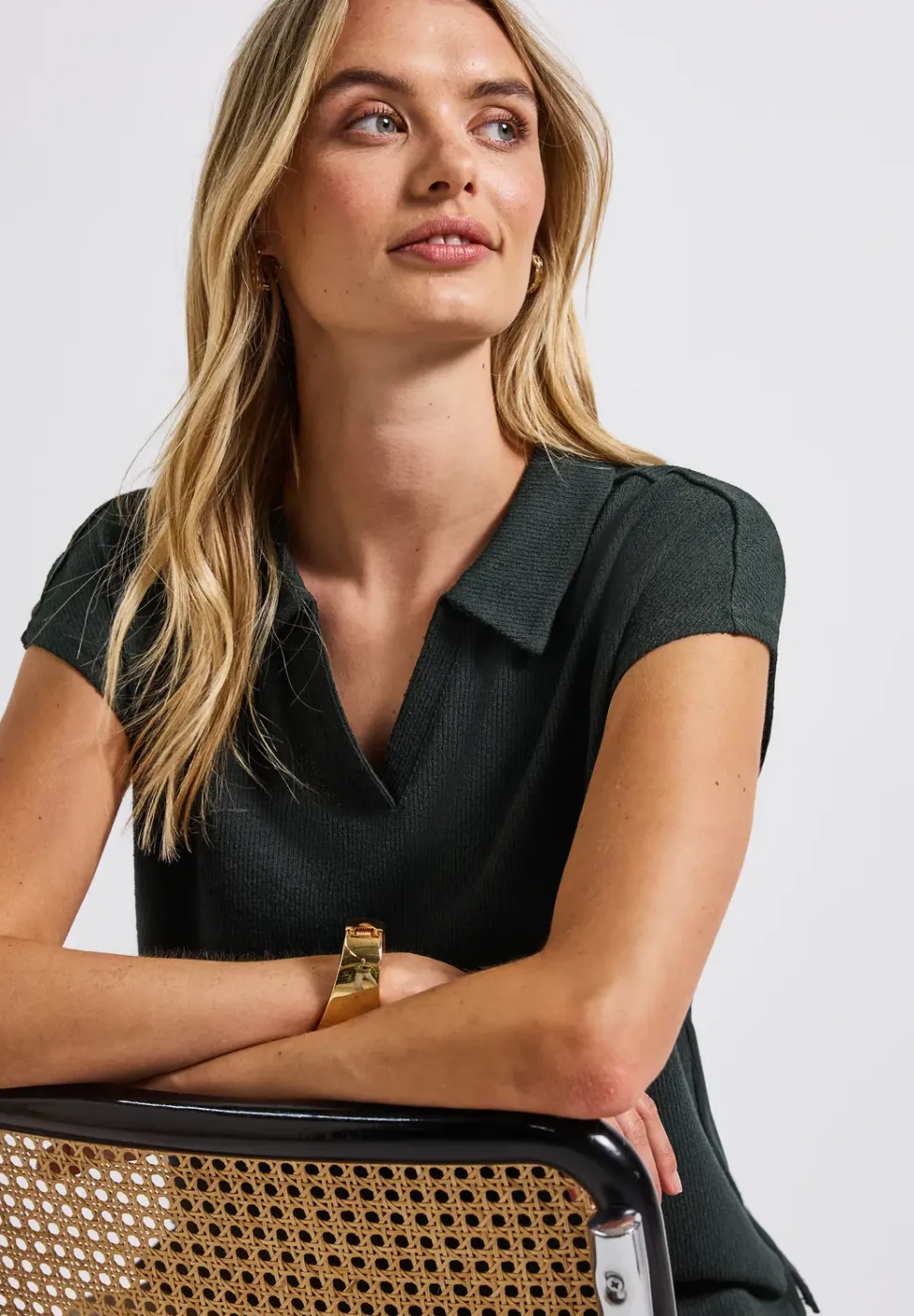 Poloshirt met gebreide look