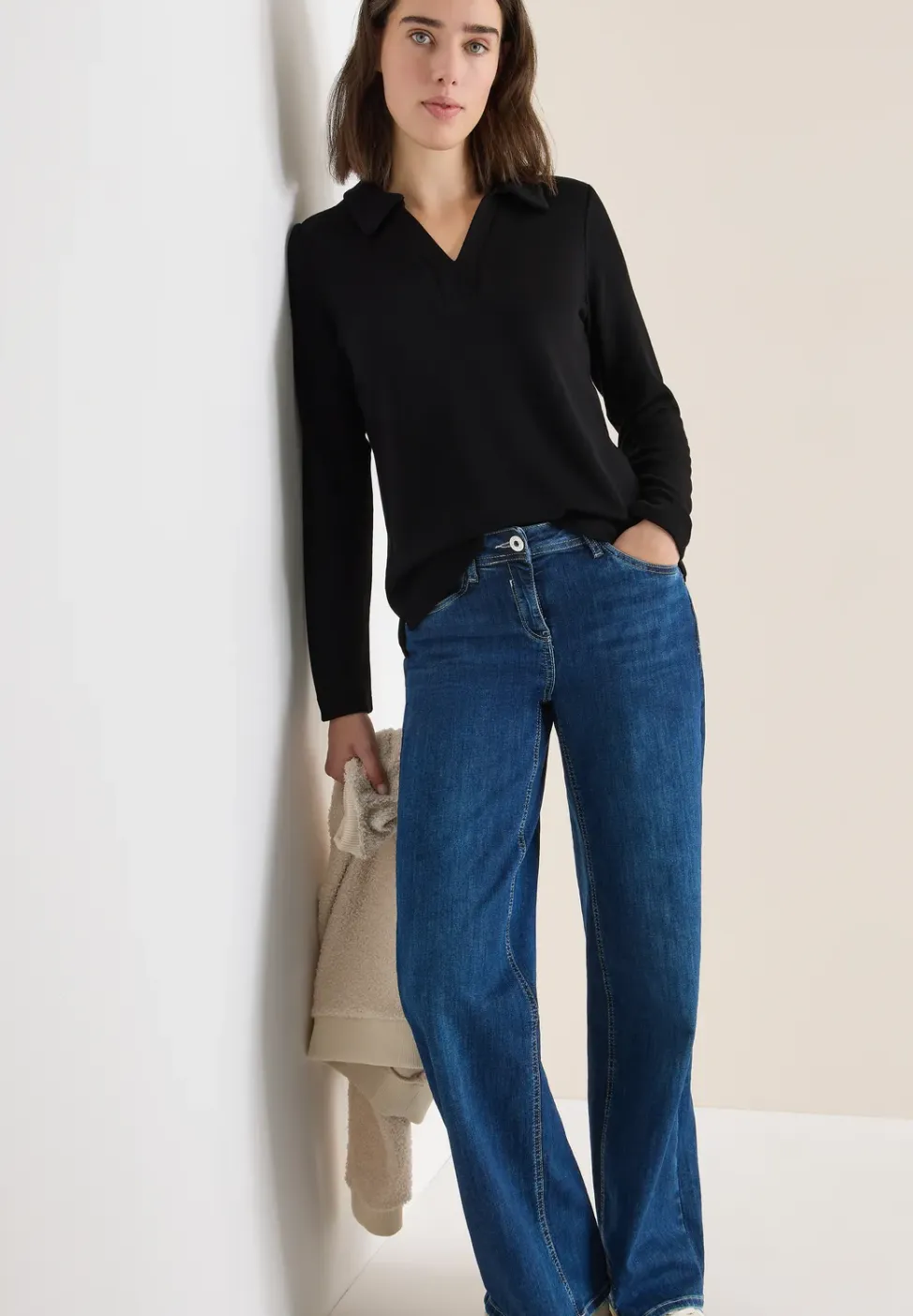 Poloshirt met gebreide look